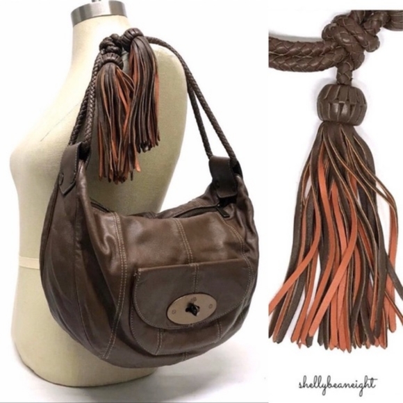 MULBERRY ARALINE Hobo Shoulder Handbag Big TASSELS - Picture 2 of 16